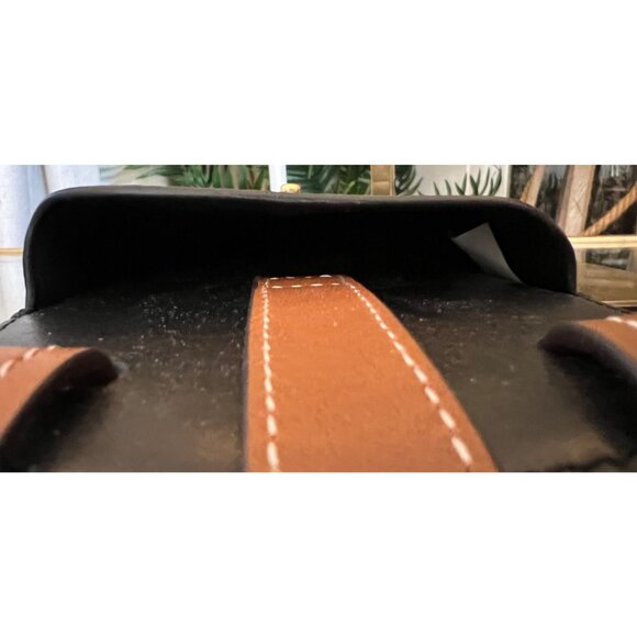 Tory Burch Perry Bombe Leather Phone Crossbody Bag Black/Brown OS - Picture 5 of 7